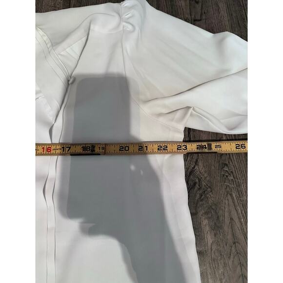 Vintage Karen Scott Women's White Hidden Button Down  Pleated Blouse Top Size 14 - Picture 5 of 6